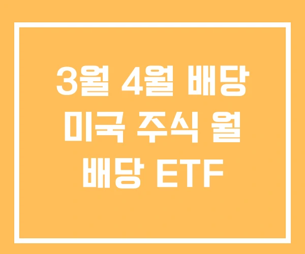 3월 4월 배당 미국 주식 월 배당 ETF