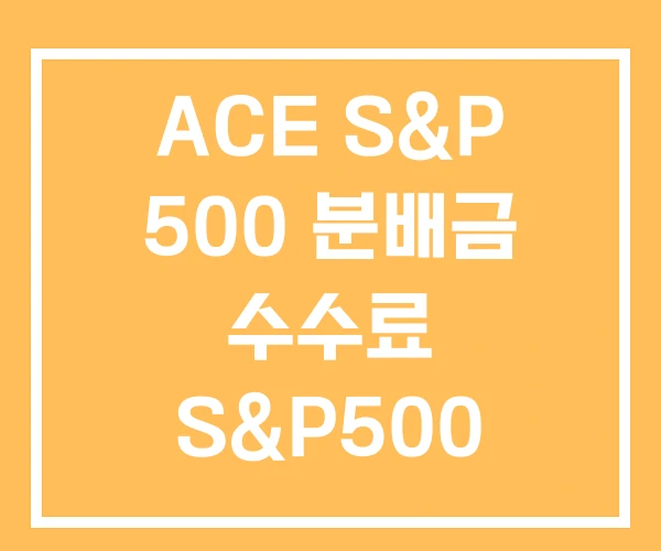 ACE S&P 500 분배금 수수료 S&P500