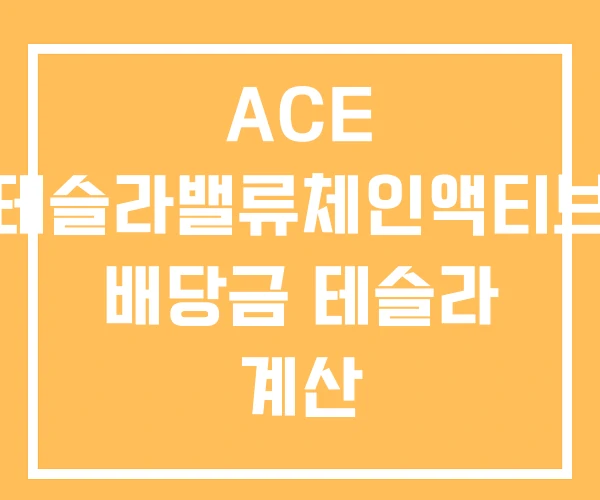ACE 테슬라밸류체인액티브 배당금 테슬라 계산 ACE 테슬라밸류체인액티브 배당금 테슬라 계산