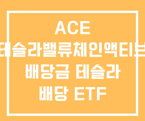 ACE 테슬라밸류체인액티브 배당금 테슬라 배당 ETF