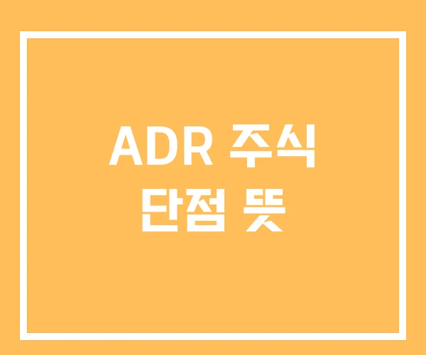 ADR 주식 단점 뜻 ADR 주식 단점 뜻
