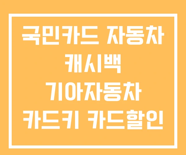 국민카드 자동차 캐시백 기아자동차 카드키 카드할인