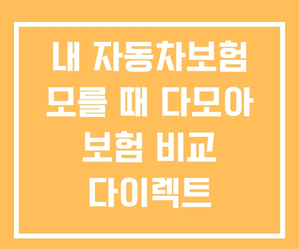 내 자동차보험 모를 때 다모아 보험 비교 다이렉트