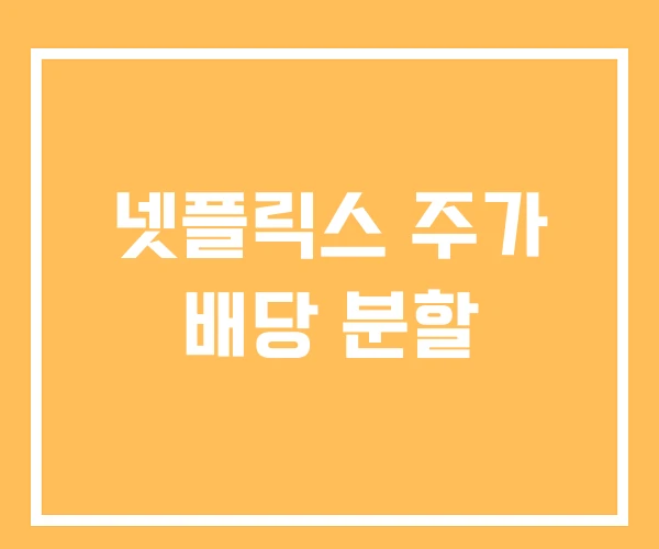 넷플릭스 주가 배당 분할 넷플릭스 주가 배당 분할