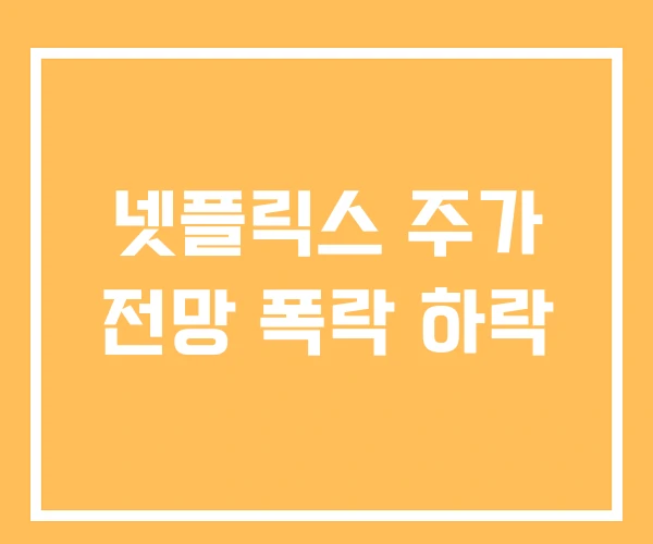 넷플릭스 주가 전망 폭락 하락 넷플릭스 주가 전망 폭락 하락