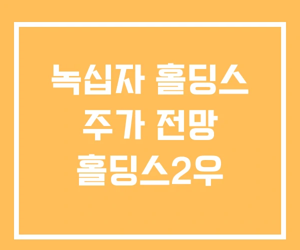 녹십자 홀딩스 주가 전망 홀딩스2우