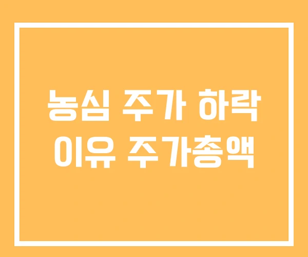 농심 주가 하락 이유 주가총액
