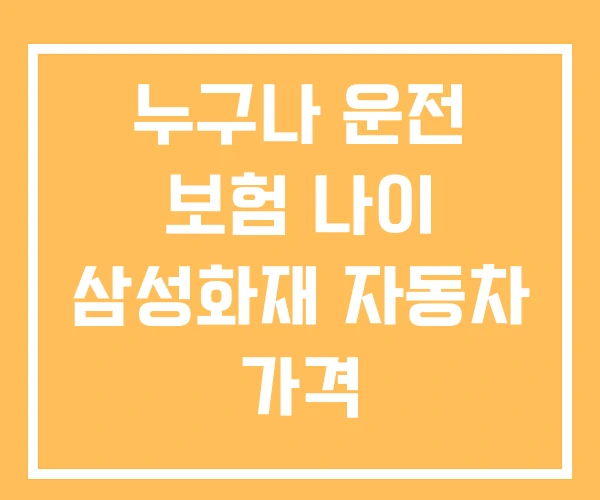 누구나 운전 보험 나이 삼성화재 자동차 가격