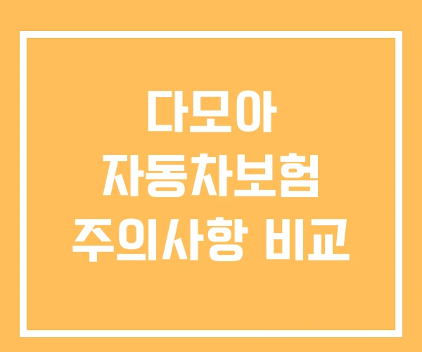 다모아 자동차보험 주의사항 비교