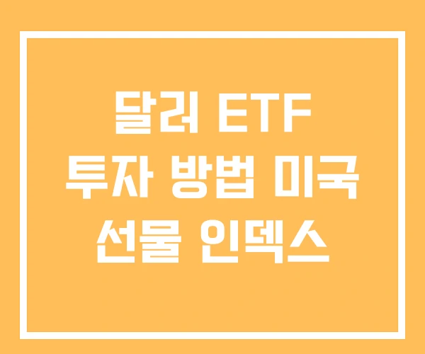 달러 ETF 투자 방법 미국 선물 인덱스