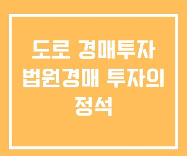 도로 경매투자 법원경매 투자의 정석