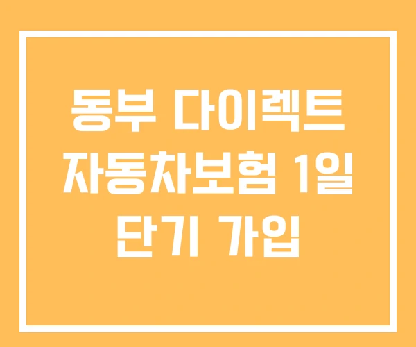 동부 다이렉트 자동차보험 1일 단기 가입