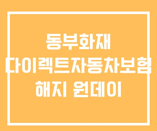 동부화재 다이렉트자동차보험 해지 원데이 동부화재 다이렉트자동차보험 해지 원데이
