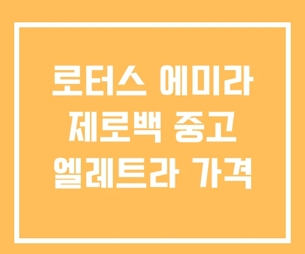 로터스 에미라 제로백 중고 엘레트라 가격