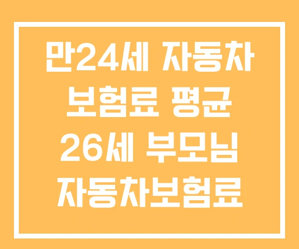 만24세 자동차 보험료 평균 26세 부모님 자동차보험료