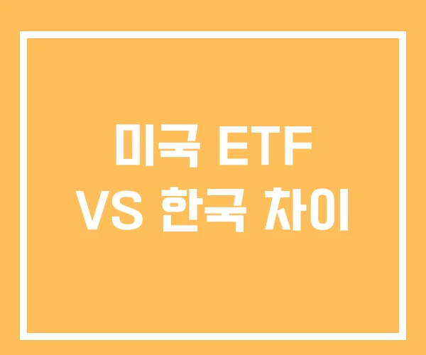 미국 ETF VS 한국 차이