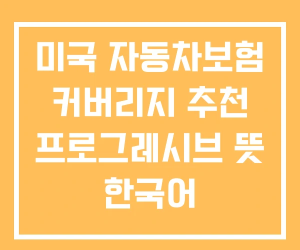 미국 자동차보험 커버리지 추천 프로그레시브 뜻 한국어