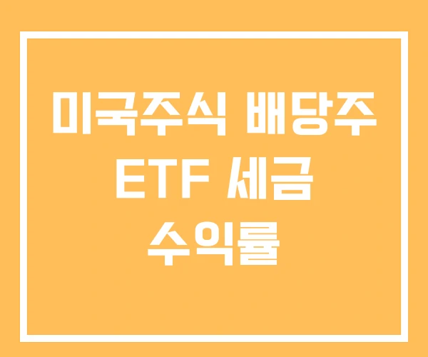 미국주식 배당주 ETF 세금 수익률