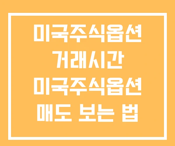 미국주식옵션 거래시간 미국주식옵션 매도 보는 법
