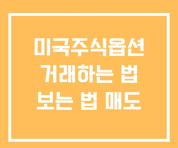미국주식옵션 거래하는 법 보는 법 매도 미국주식옵션 거래하는 법 보는 법 매도