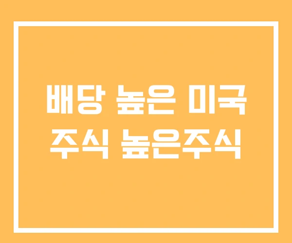배당 높은 미국 주식 높은주식