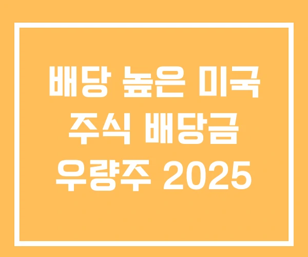 배당 높은 미국 주식 배당금 우량주 2025