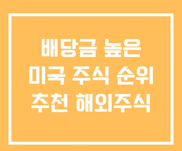 배당금 높은 미국 주식 순위 추천 해외주식