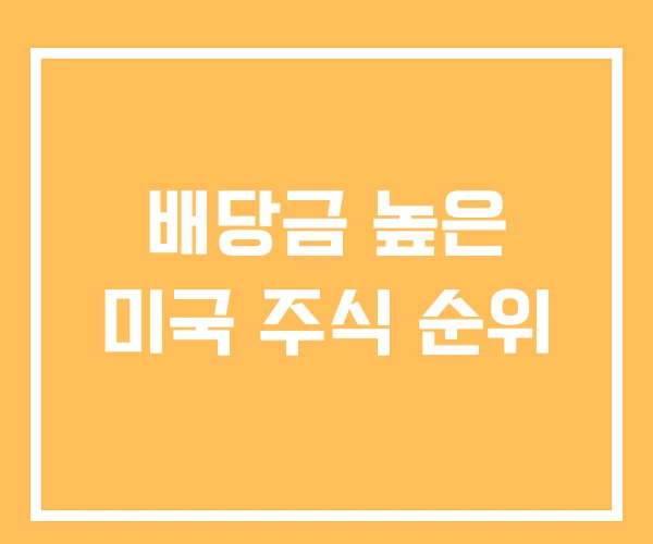 배당금 높은 미국 주식 순위