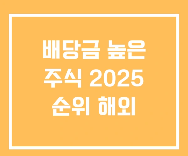 배당금 높은 주식 2025 순위 해외