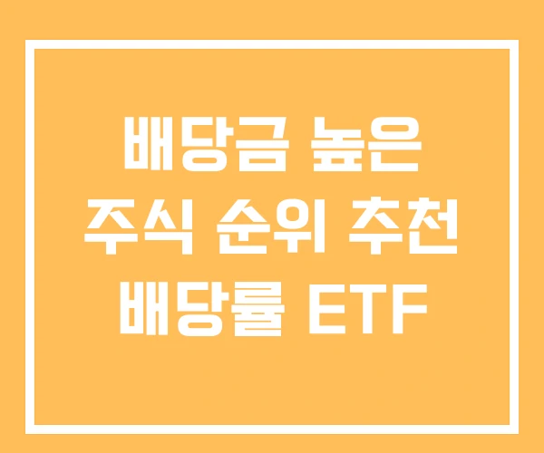 배당금 높은 주식 순위 추천 배당률 ETF