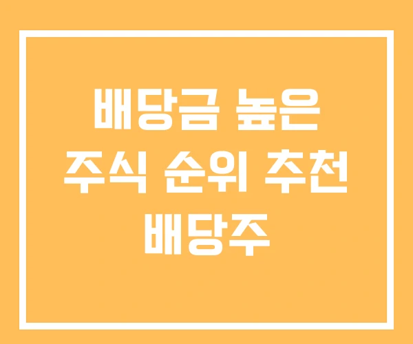 배당금 높은 주식 순위 추천 배당주