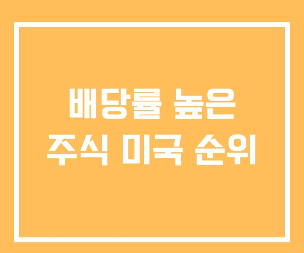 배당률 높은 주식 미국 순위