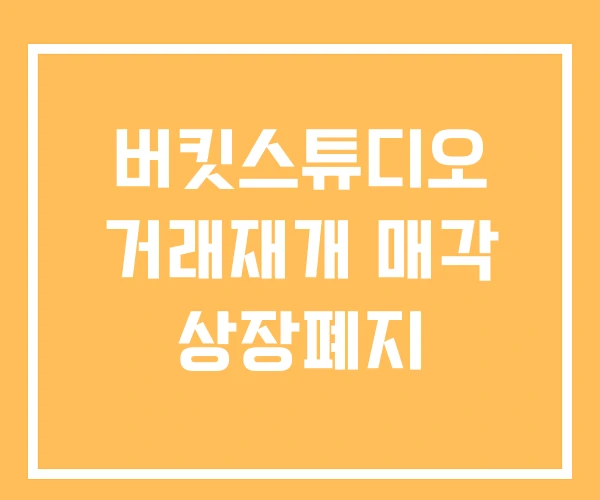 버킷스튜디오 거래재개 매각 상장폐지