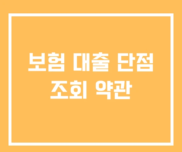 보험 대출 단점 조회 약관