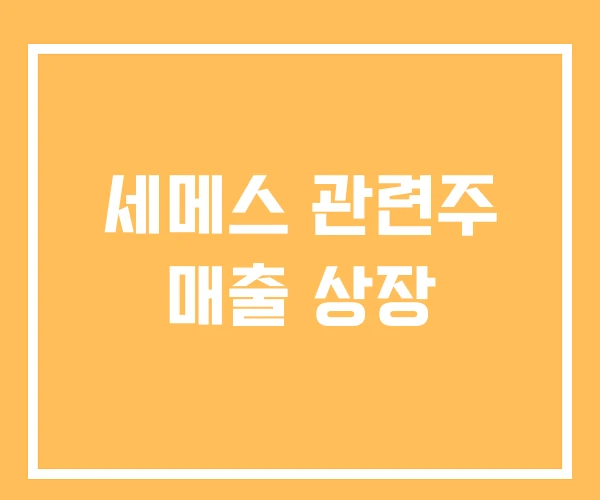 세메스 관련주 매출 상장 세메스 관련주 매출 상장