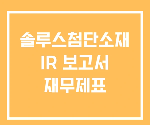 솔루스첨단소재 IR 보고서 재무제표