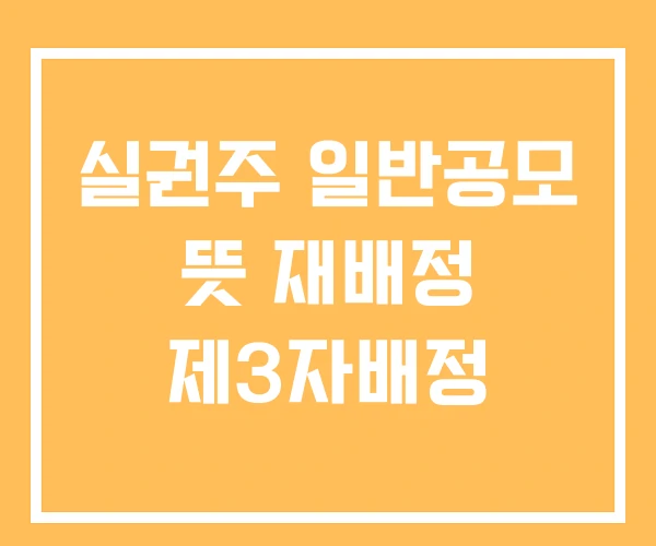 실권주 일반공모 뜻 재배정 제3자배정