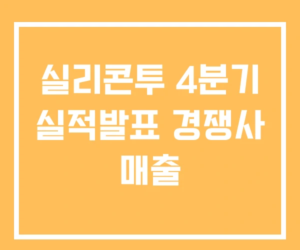 실리콘투 4분기 실적발표 경쟁사 매출