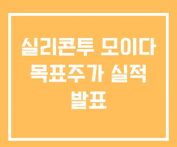 실리콘투 모이다 목표주가 실적 발표