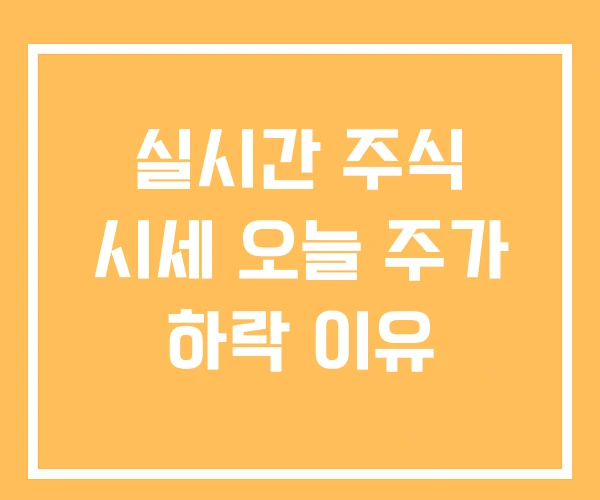 실시간 주식 시세 오늘 주가 하락 이유