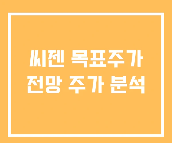 씨젠 목표주가 전망 주가 분석 씨젠 목표주가 전망 주가 분석