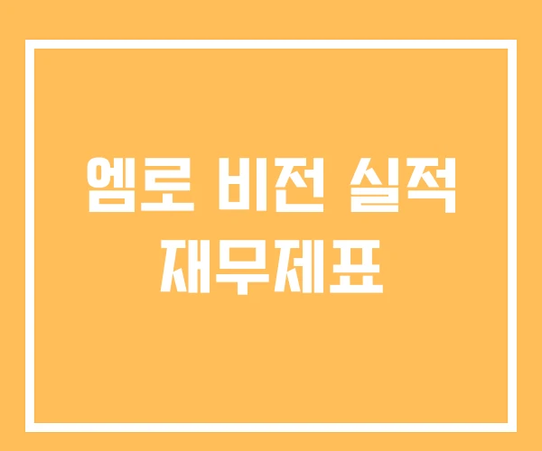 엠로 비전 실적 재무제표