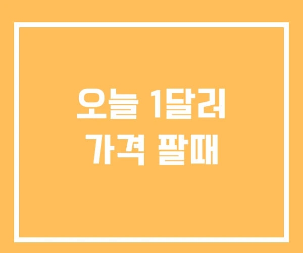 오늘 1달러 가격 팔때 오늘 1달러 가격 팔때
