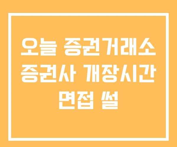 오늘 증권거래소 증권사 개장시간 면접 썰