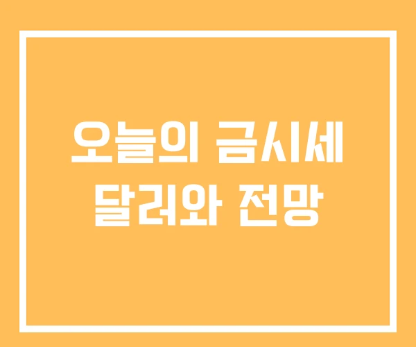 오늘의 금시세 달러와 전망
