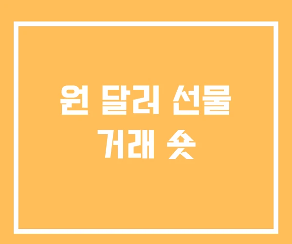 원 달러 선물 거래 숏