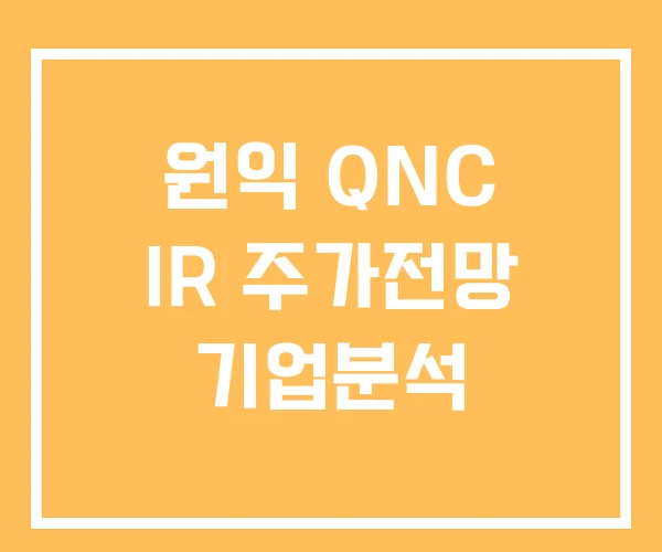 원익 QNC IR 주가전망 기업분석