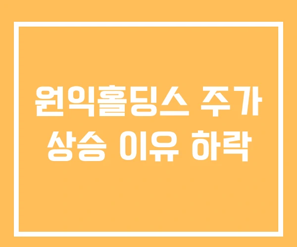 원익홀딩스 주가 상승 이유 하락