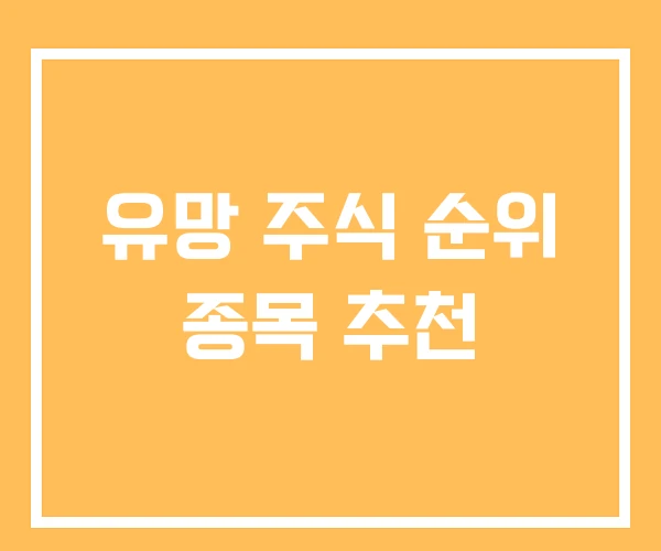 유망 주식 순위 종목 추천