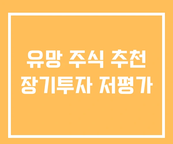 유망 주식 추천 장기투자 저평가